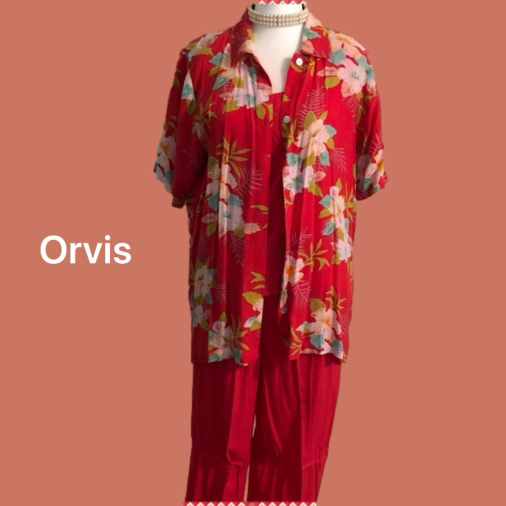 3 Piece Flowery Summer Pant Suit Orvis (M) NWOT